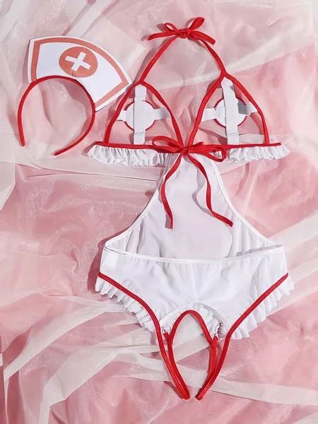 Dropship Sweet Nurses Uniform Sexy Seduction Mesh Open One Piece Sexy Lingerie Women To Sell
