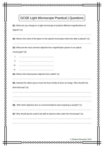 Gcse Biology Required Practical Using A Light Microscope Practice