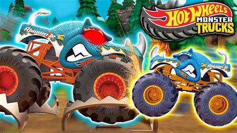 Hot Wheels Monster Trucks Rhinobot Destruidor Acampamento Arrasa Desenhos E CIA