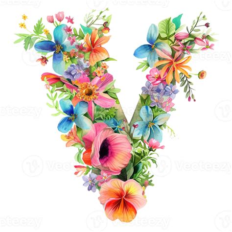 Ai Generated Floral Letter Botanical Letter Watercolor Flower