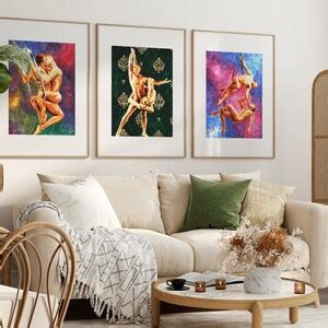 Set Of 3 Gay Art Prints Naked Men Having Fun Gay Art Print Male Nude Mature Erotic Homoerotic