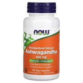 Ашваганда, Ashwagandha, Now Foods, стандартизированный экстракт, 450 мг ...