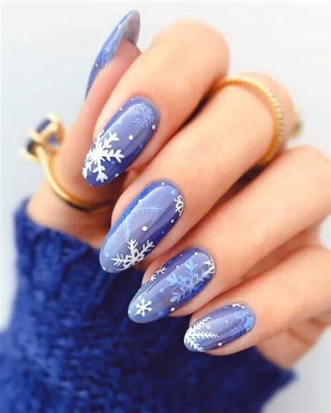 50 Trendy Winter Blue Nail Designs [2024] Navy Blue Icy Blue And