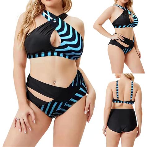 Women Plus Size Split Swimwear Fashion Sexy Swimsuit Bikini Set Two