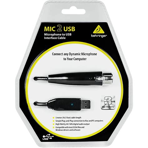 Behringer Mic 2 Usb Microphone To Usb Interface Cable Guitar Center