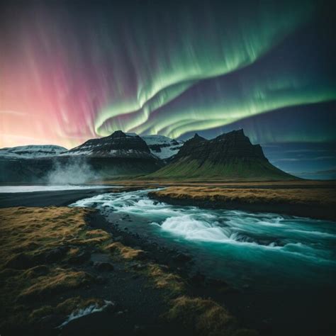 Premium AI Image | Aurora Borealis In Iceland Northern Lights in ...
