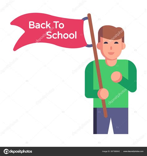 School Flag Cartoon Vector Illustration Stock Illustration By