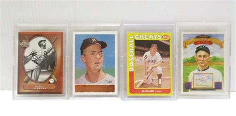 4 Detroit Tigers Baseball Cards 2 Al Kaline And 2 Ty Cobb