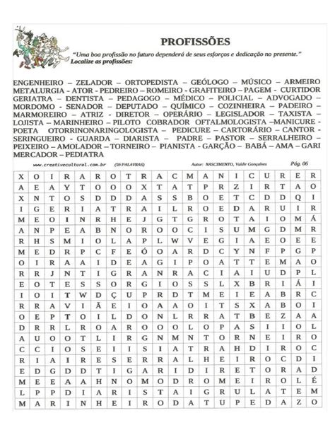 Caça Palavras Profissões Respostas - Caça Palavras Profissoes | PDF