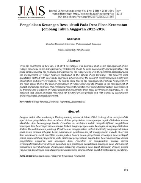 Pdf Pengelolaan Keuangan Desa