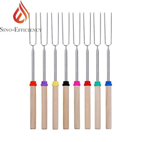 BBQ Skewer Retractable Roasting Sticks Barbecue Forks Grilling Skewers