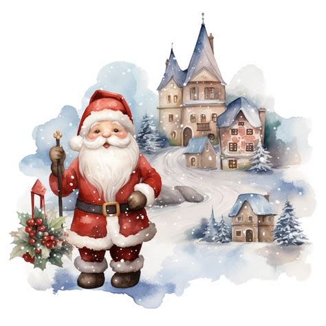 Premium Photo There Is A Santa Claus Standing In Front Of A House