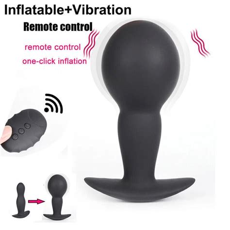 Inflatable Male Prostate Massager Anus Expand Huge Dildo Butt Plug Anal Vibrator Eur