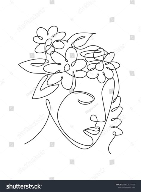 One Single Line Drawing Abstract Face Stock Vector Royalty Free