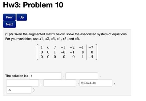 Solved Pt Given The Augmented Matrix Below Solve The Chegg