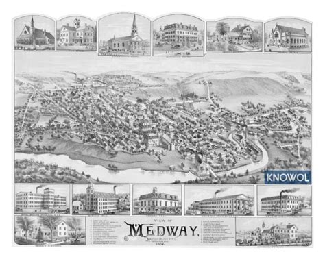 Beautifully Detailed Map Of Medway Massachusetts From 1887 Knowol