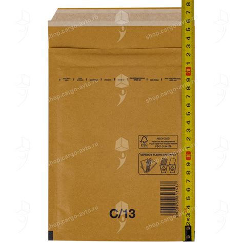 Бурый крафт пакет с воздушно-пузырчатой пленкой, C-13-G (С/0) - 17*22 см