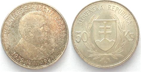 Slowakei SLOVAKIA 50 Korun 1944 silver BU! Русские монеты из драгоценных