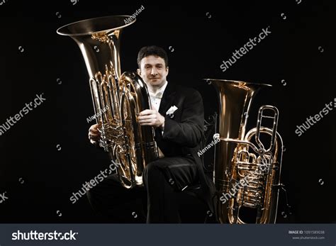 Tuba Brass Instrument Classical Musician Portrait Stock Photo