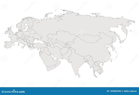 Eurasia. Contour Map. Countries and Islands. Vector Stock Vector ...