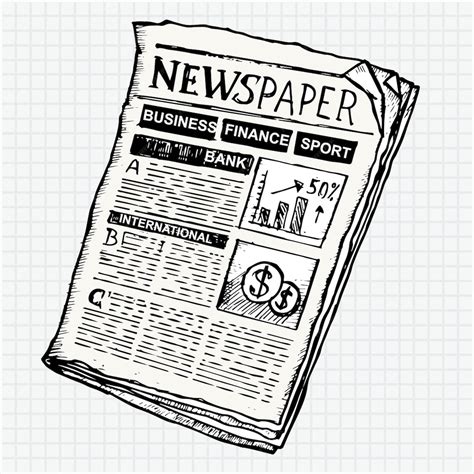 Premium Vector A Black And White Drawing Of A Newspaper With A