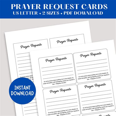 Prayer Request Card Printable | Prayer Card Template | Church Prayer