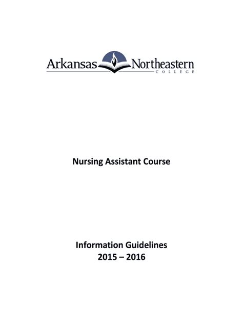 Fillable Online Anc Nursing Assistant Course Anc Fax Email Print