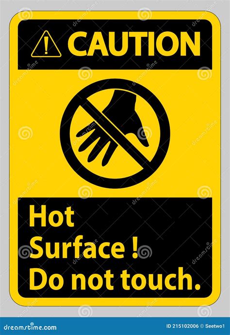 Caution Sign Hot Surface Do Not Touch On White Background Stock Vector