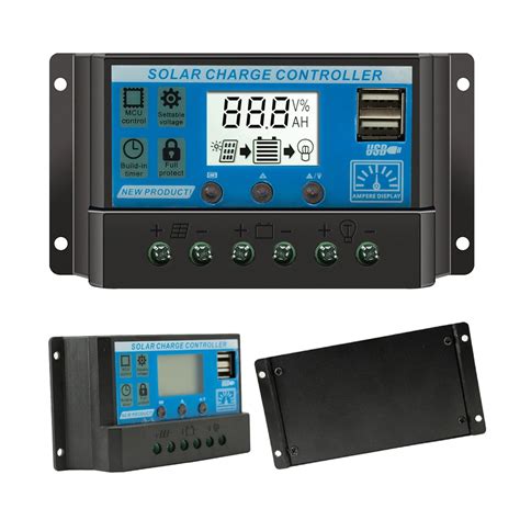 PWM солнечный контроллер заряда 10A 20A 30A 40A 50A 60A lcd двойной USB ...