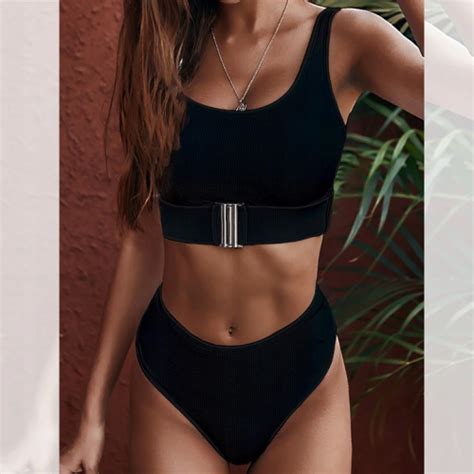 Str J K Pielowy Wysoki Stan Sexy Bikini Czarny Szytenamiare