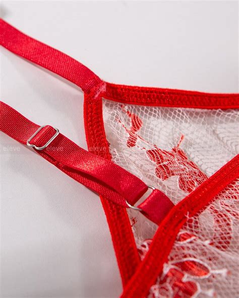 Buy Flower Embroidered Lace Red Lingerie Bodysuits In Nepal
