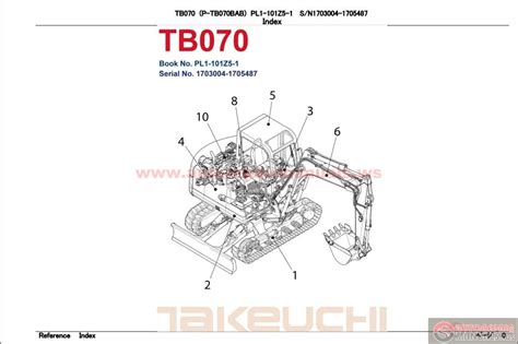 Takeuchi Compact Excavator TB070 Parts Manual Auto Repair Manual