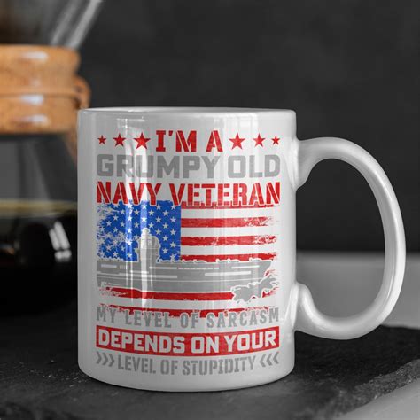 Grumpy Old Navy Veteran Mug Funny Mugs Coffee Army Retired Veterans Day