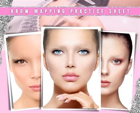 Brow Mapping Practice Sheets Eyebrow Mapping Sheets Etsy Eyebrows
