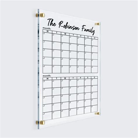 Two Month Wall Calendar Vertical Personalized Planner Personalized