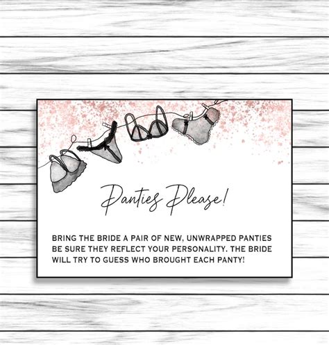 Panty Game Lingerie Shower Printable Bachelorette Party Panty Etsy