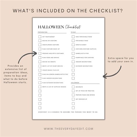 Halloween Checklist Printable Halloween Party Halloween Planner