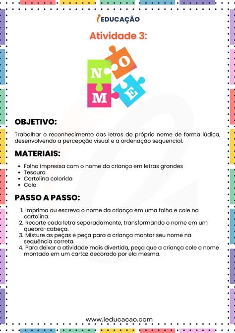 Atividade Ludica Com O Nome Educação Infantil
