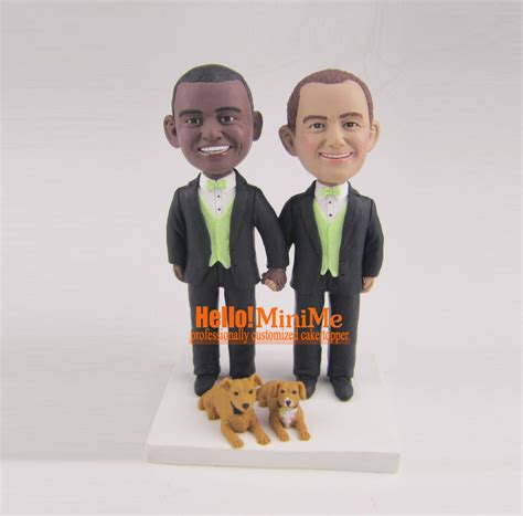 Same Sex Wedding Cake Topper Gay Bobblehead Gay Wedding Cake Etsy