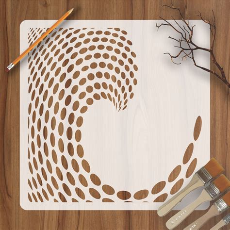 3d Circule Wave Pattern Flower Reusable Stencil For Canvas And Wall Pa