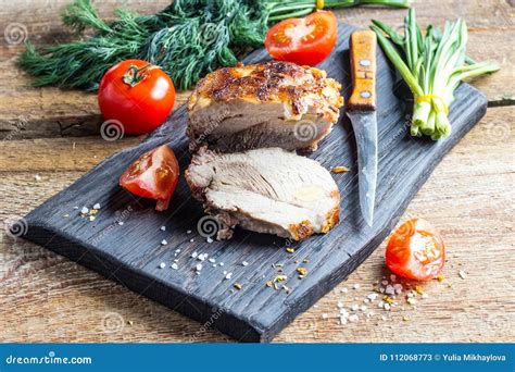 Roast Pork with Herbs and Vegetables. Stock Image - Image of organic ...