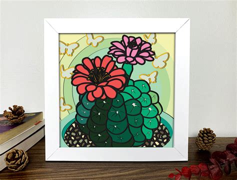 Cactus Shadow Box 3D Svg Graphic By Alleylightbox Creative Fabrica