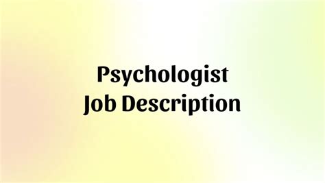 Psychologist Job Description Template