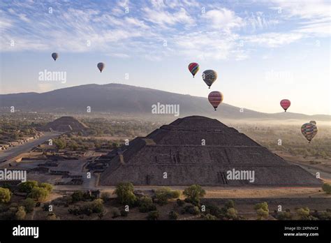 Hot Air Balloons Over The Pyramids Of The Sun And Moon Teotihuacan Mexico Mexico Travel And