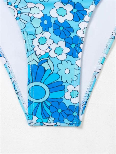 Bañador bikini con aro con estampado floral con nudo trasero Yaxa Store