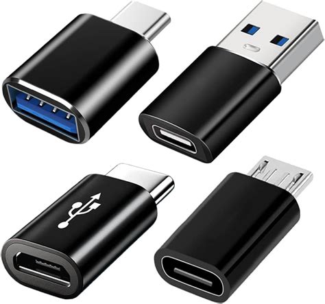 USB C Adapters 4 Pack, USB C to USB 3.0 OTG Adapter, Micro USB to USB ...