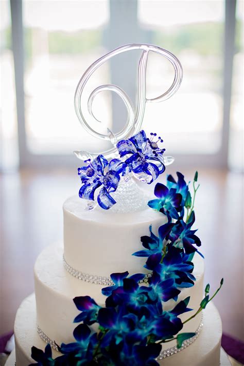 Blue Orchids Wedding Cake