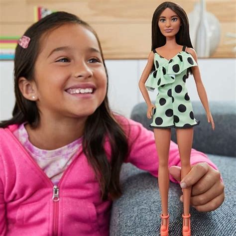 Barbie Toys Barbie Fashionistas Doll With Brunette Hair Lime Green Polka Dot Romper