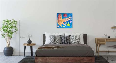 Nude Woman Sunbathing On The Beach Oil Painting On Canvas Ukrainian Naive Avant Garde Home