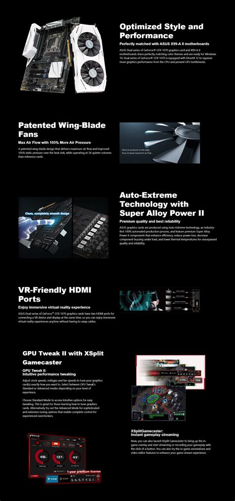 Asus Dual Series NVIDIA GeForce GTX 1070 OC Edition 8GB GDDR5 DVI HDMI ...